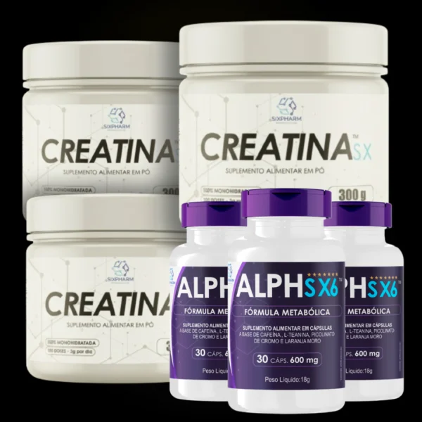 3 potes - Creatina SX + 3 potes de ALPH SX6