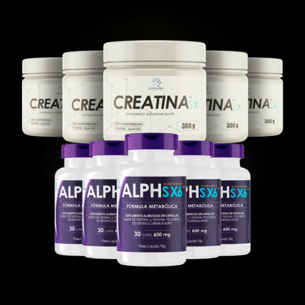 5 potes - Creatina SX + 5 potes de ALPH SX6